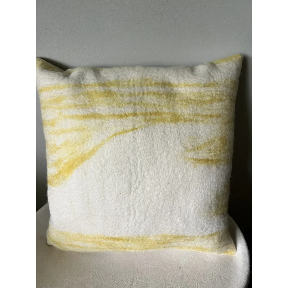 Set Of 2 Yellow Felt Radiating Pillow Cover Only by West Elm Pair 19